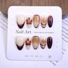 Elegant Brown Gradient Press-On Nails with Gold Beads – Autumn/Winter Luxury Style