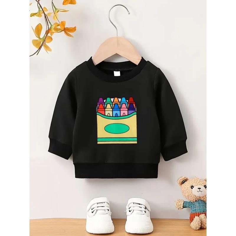 European sizes Bright Colored Printed Pattern, Comfortable and Skin Friendly for Kids, Versatile Round Neck Hoodie for Daily Use in Spring and Summer
