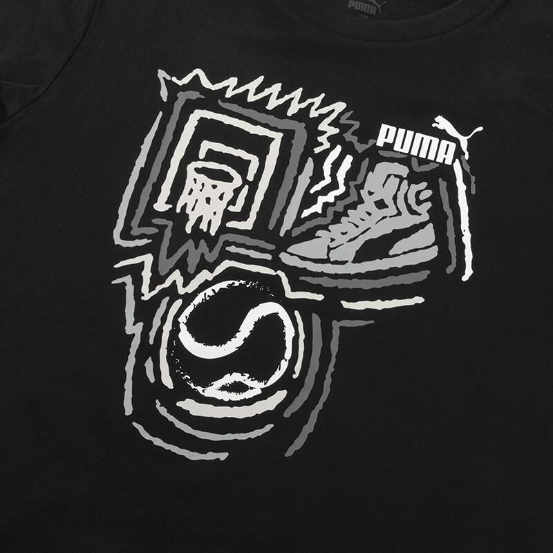 Puma Letter Pattern Printed Vintage American Casual Sports Crew Neck Short Sleeve T-Shirt Men T-Shirts Black 682151-01