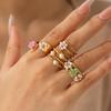 European and American Pearl Flower Stainless Steel Open Ring – High-End, Non-Fading Titanium Steel for Women