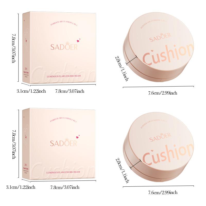 Light Sensitive Powder Air Cushion SADOER Hydrating Light BB Cream Concealer Foundation