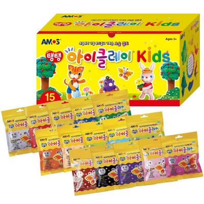 Amos iClay 15-piece Set, Mixed Colors, 50g, Korean Toy Supplies