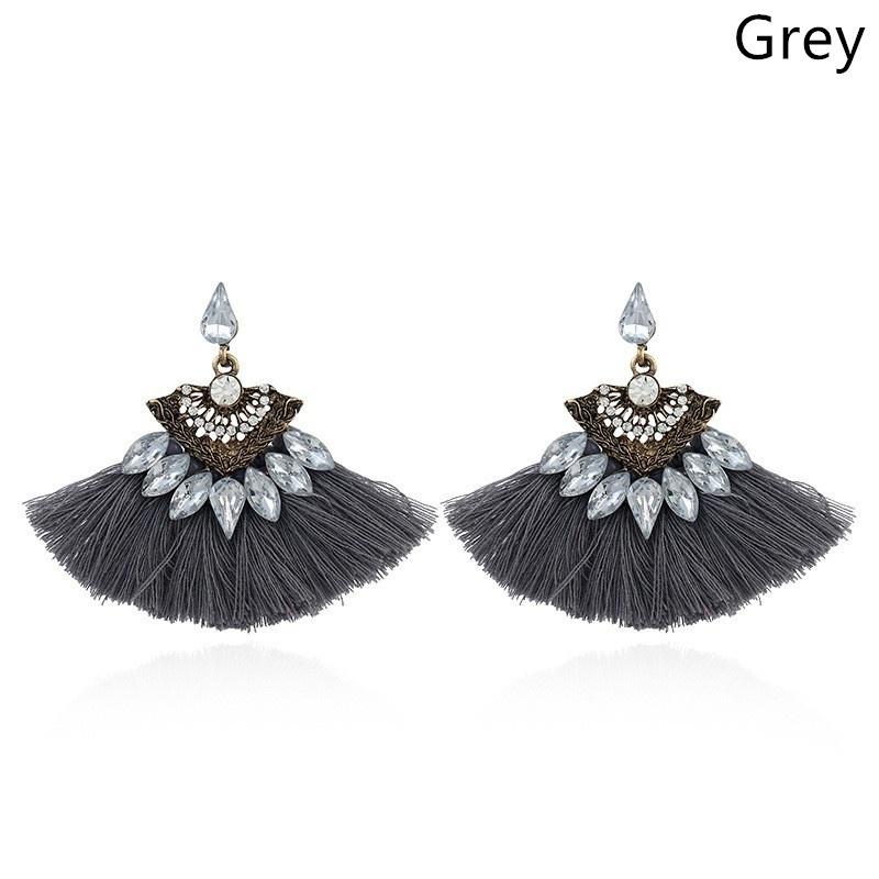 

1 пара женских серег с кисточками, модные серьги в форме ракушки, висячие серьги, массивные ювелирные изделия серый