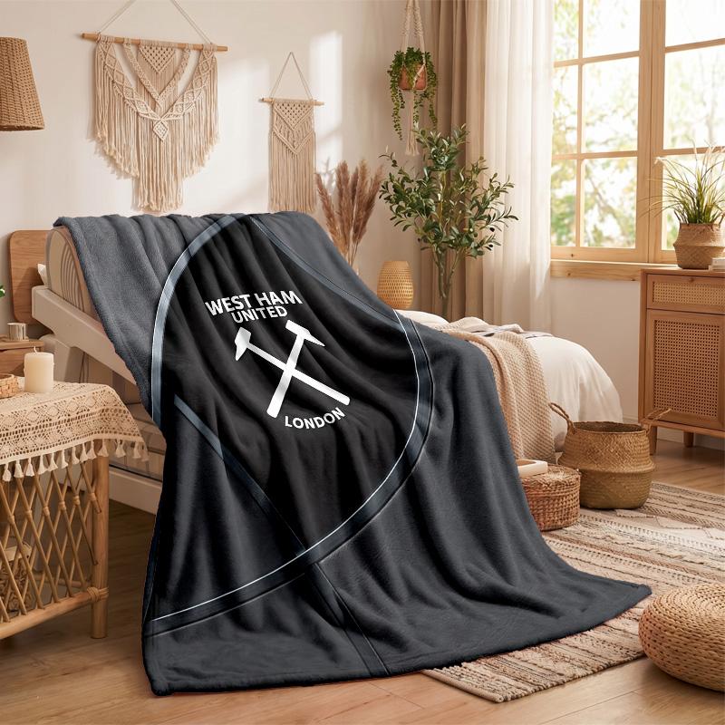 West Ham United Football Print Flannel Blanket Soft Warm Sofa Bed Throw Blanket For Home Office Bedroom