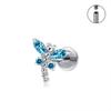 Piercing Labret Mini Libellula in Titanio ASTM F136 con Zirconia Cubica Orecchio Helix Flat Trago Orecchino Anello Naso Piercing Labbra