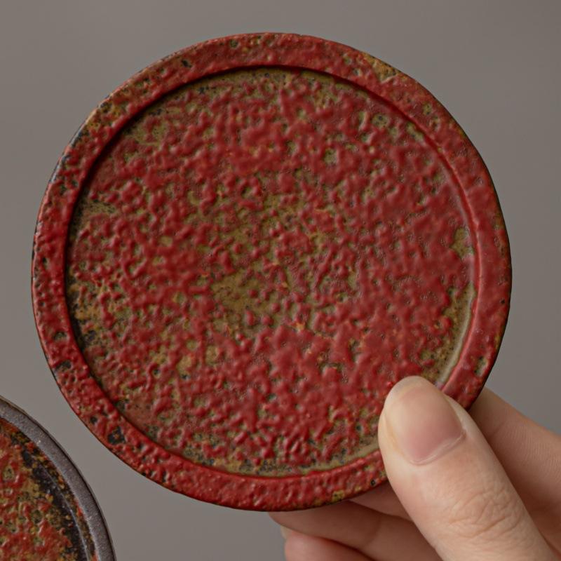 Kiln Change Coarse Pottery Pot Stand Retro Round Dry Brewing Tray Kung Fu Tea Set Chinese Style Cup Teapot Coaster Water Base