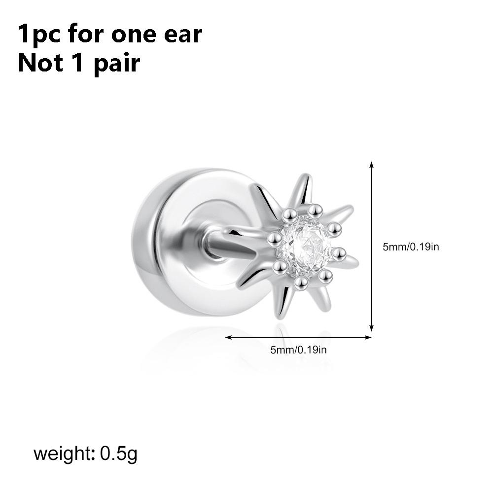 1PC Stainless Steel Star Moon Sun Stud Earrings For Women Simple Daily Wear Cartilage Piercing Earring Punk Unisex Rock Jewelry