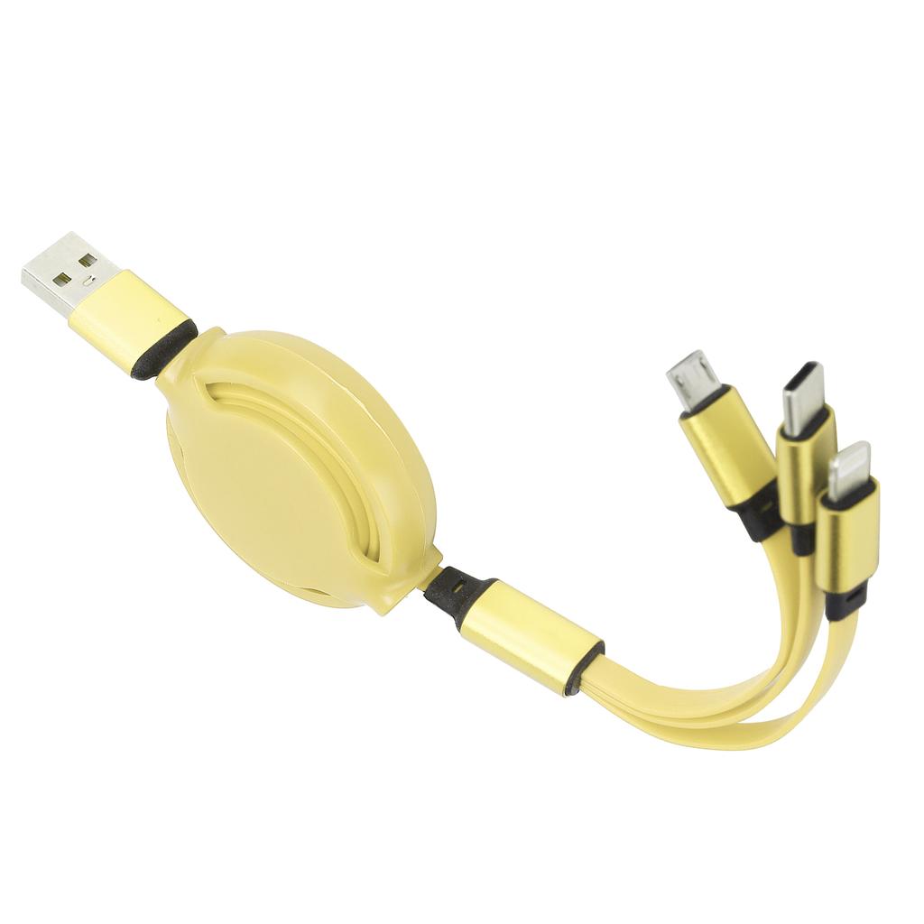 3 in 1 Multi Retractable Charger Cable 3A with TypeCfor IOSfor Android Connector(Purple )