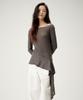 Linte Strap Waist Boat Neck Dark Grey