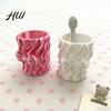 3D Printed Pencil Holder Silk Texture Pen Holder, Desk Organizer for Brushes Stationery And Brushed Cup Makeup Brushes, Ribbon Design Large