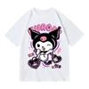 2026 Sanrio Kuromi Camiseta Casual Shortsleeve Roundneck Hotselling Womens summer loose and fashionable style