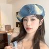 Japanese High end Denim Gradient Beret Ripped Denim Beret Vernacular Retro Versatile Old Painter Hat