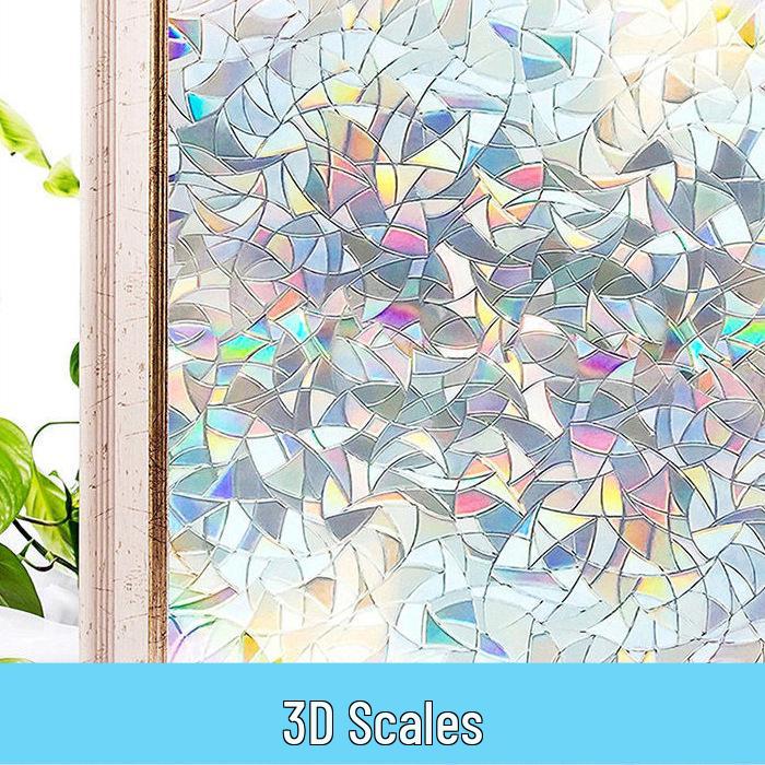 Iridescent Tulip Static Cling Window Film - Frosted Sunshade & Heat Insulation