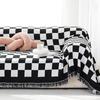 Nordycka Krata Szachownica Ręcznik na Sofę Pokrowiec na Sofę Koc Dekoracyjny Pokrowiec Koc Pokrowiec na Sofę