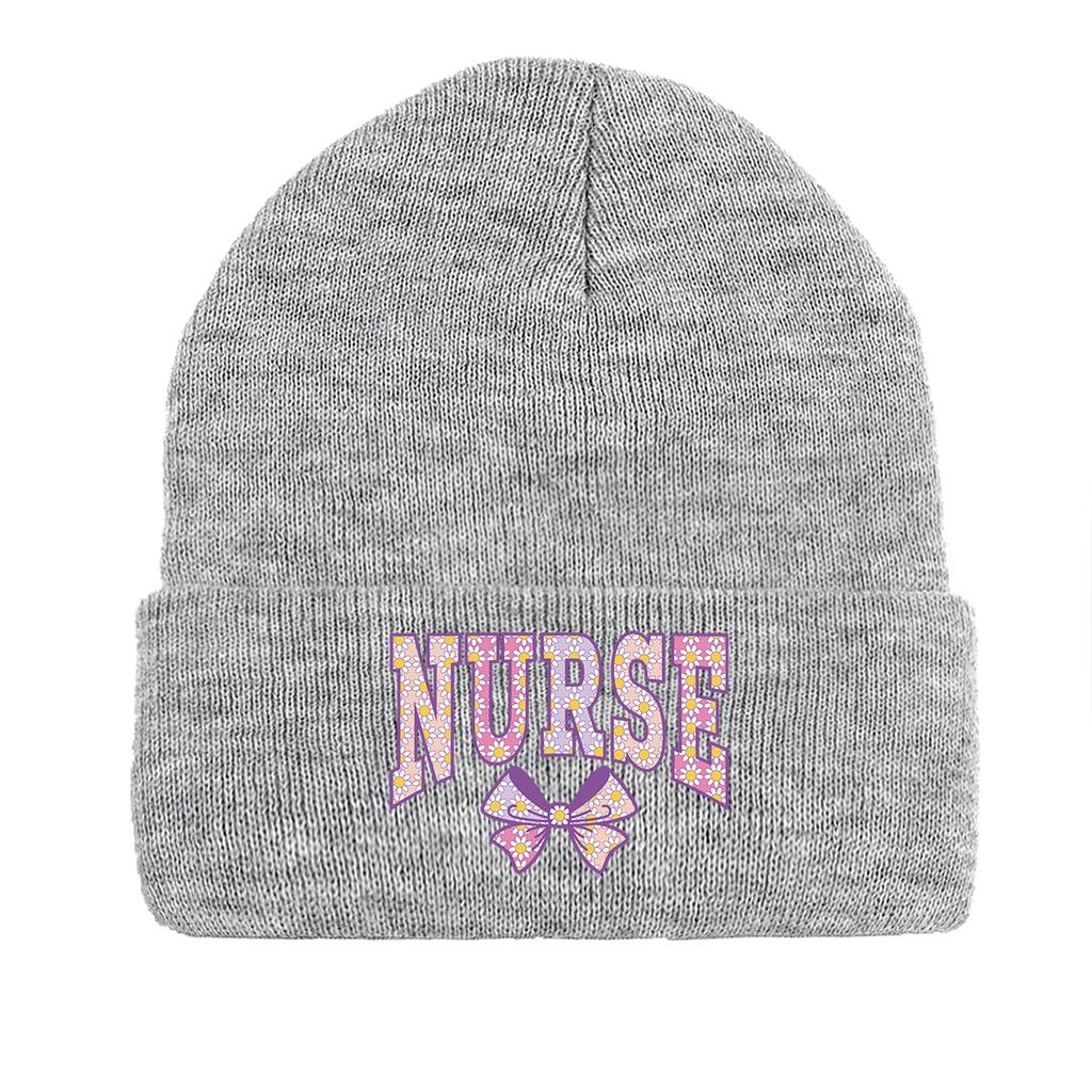 Nurse Bow Print Warm Winter Hats Unisex Cap Beanie Man Cap Stretchable Trendy Knitted Hat Beanie Perfect For Urban Style