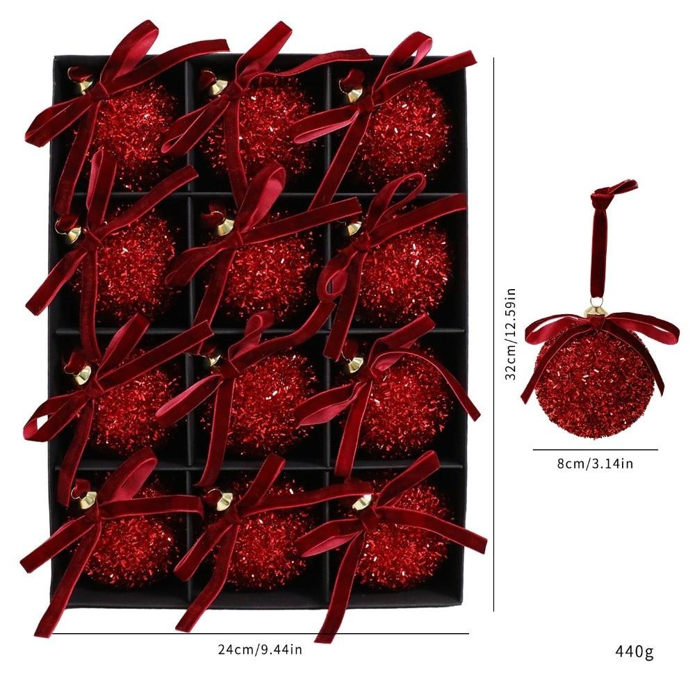 16Pcs Butterfly Bow Christmas Balls Round Christmas Hanging Pendant Christmas Tree Ornaments  Gifts