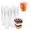 Clear Dessert Cups with Lids Reusable Trapezoidal Transparent Easy Clean Parfait Appetizer Cup for