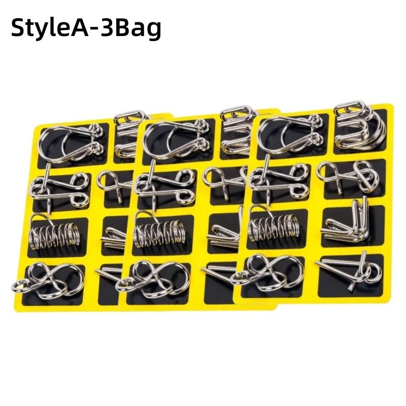 8Pcs/Set Metal Unlock Puzzle Toy Brain Teaser Rings for Adults Office Party IQ Logic Game Stress Relief Gift Box Fidget Tool