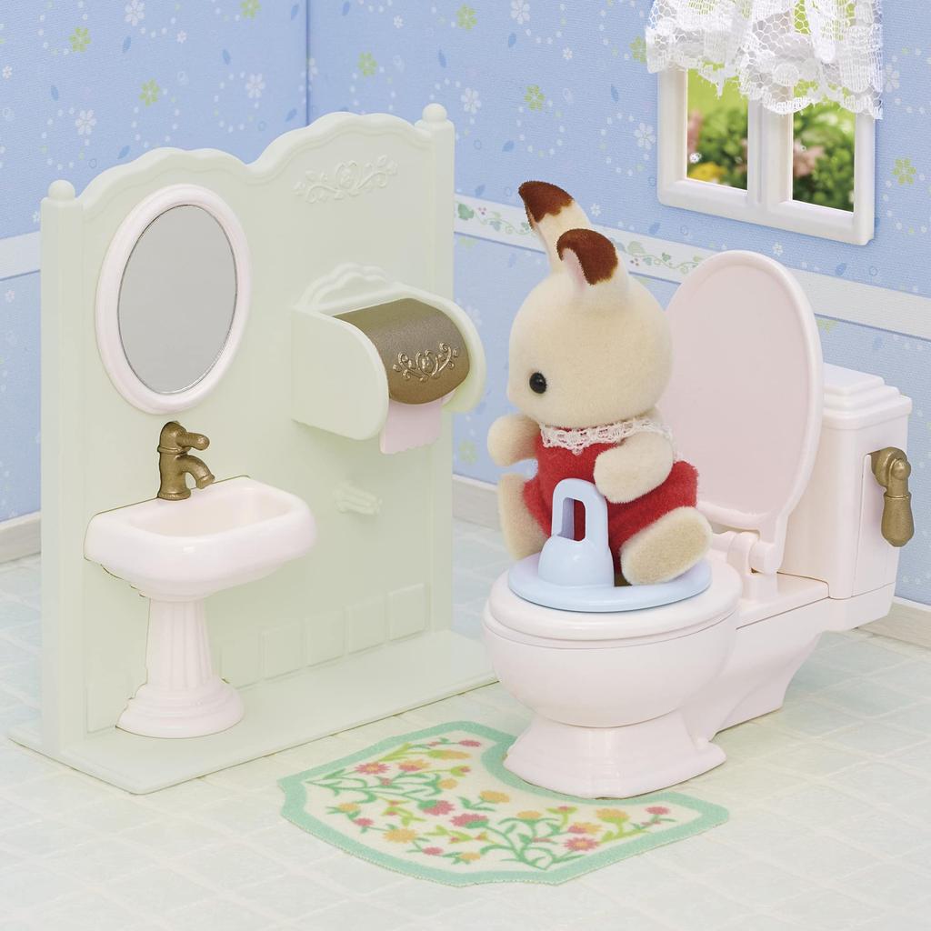 Sylvanian Families Möbel ST Mark zertifiziertes Spielzeug Puppenhaus für Kinder ab 3 Jahren und Sylvanian Families von Epoch [Toilettenset] Ka-629 Up,