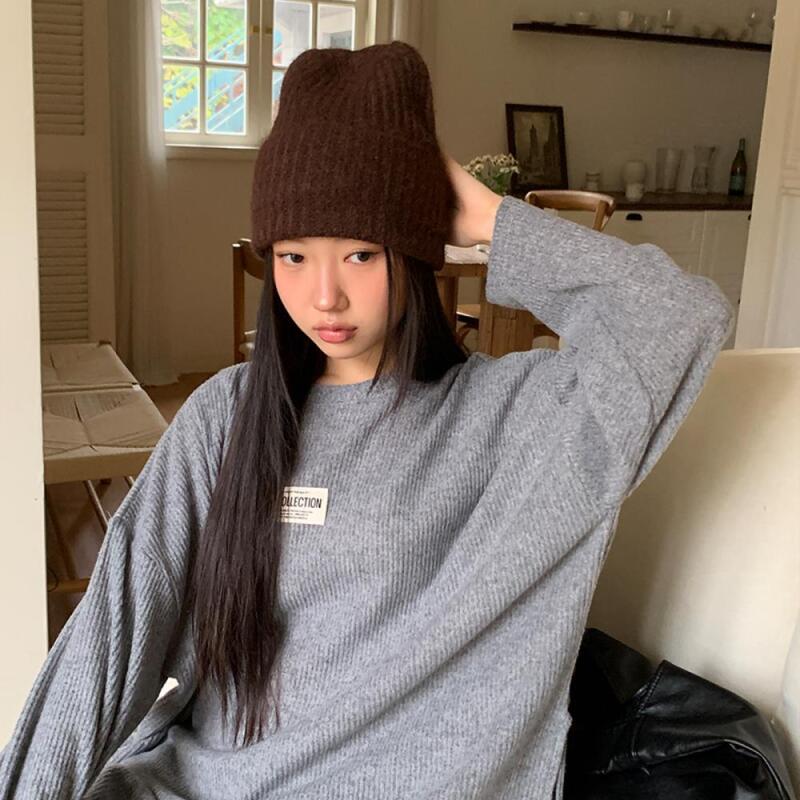 Mujibini Knit Winter Hat Folded Women s Hat ivory