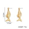 Titanium Steel Small Fish Earrings, Retro Artistic Style Long Earrings, Stainless Steel Gold-Plated Color Preserving Jewelry