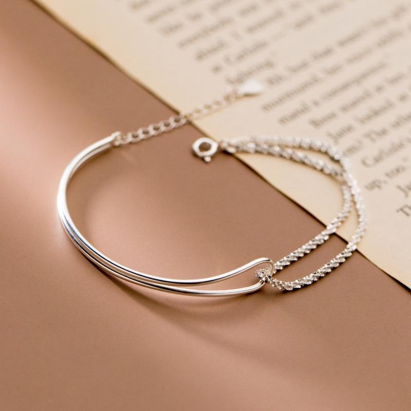 Double Layer Curved Tube Starry Asymmetric Bracelet Fashion Light Luxury Personalized Women Jewelry