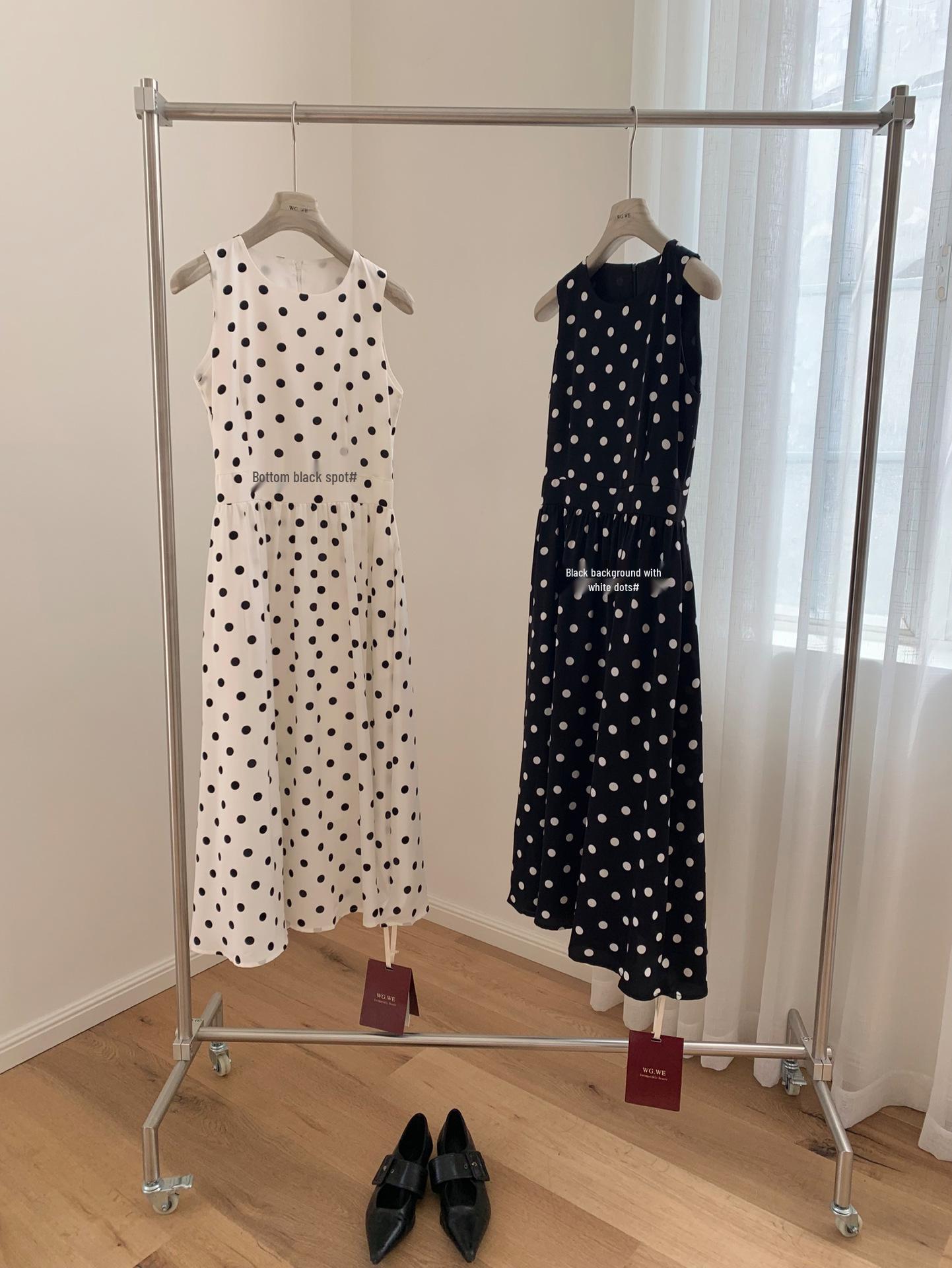 Women s Polka Dot Sleeveless A-Line Dress - Summer Trendy WGWE8994 Small
