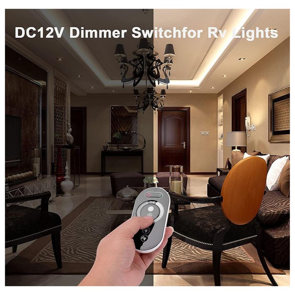 Dimmer Switch DC 12V‑24V 18A PWM LED Light Strip Dimmer with RF Remote Control Adjust Brightness Dimmer Light Switch