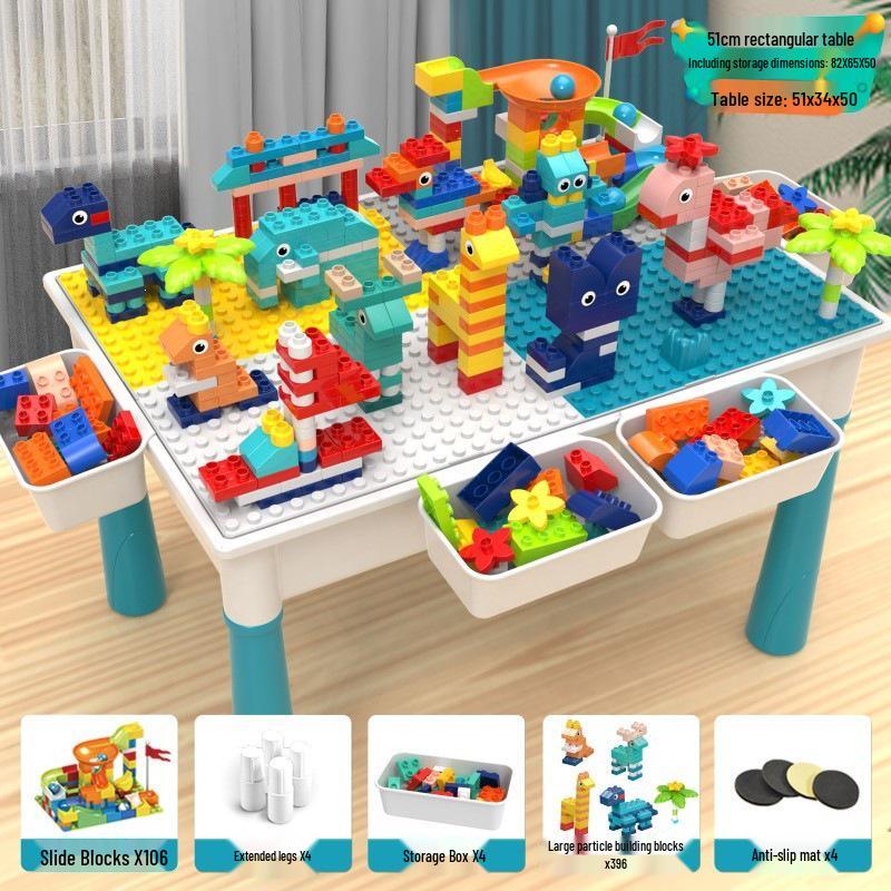 Multifunctional Large Particle Building Block Table for Kids: Educational Toy for Boys, Girls, and Babies