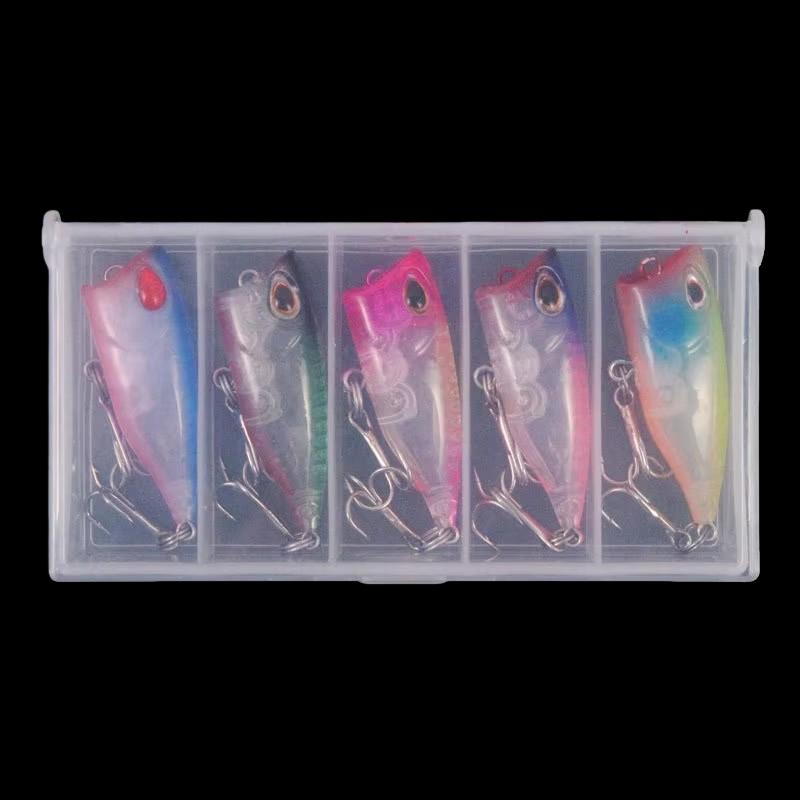 Ultra-Small Hard Bait Lead Fish Single Hook Set Five Boxes Metal Horse Mouth Three Hooks Blood Groove Sequins for Bass Trout