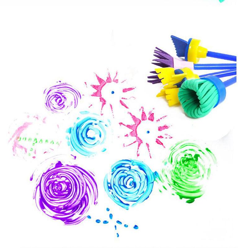4 Stück Kinder Schwamm Stempel Pinsel DIY Malen Kritzelkunst Fingerabdruck Basteln Waschbare Kleinkind Kunstbedarf Kinder Zeichen- & Malwerkzeuge