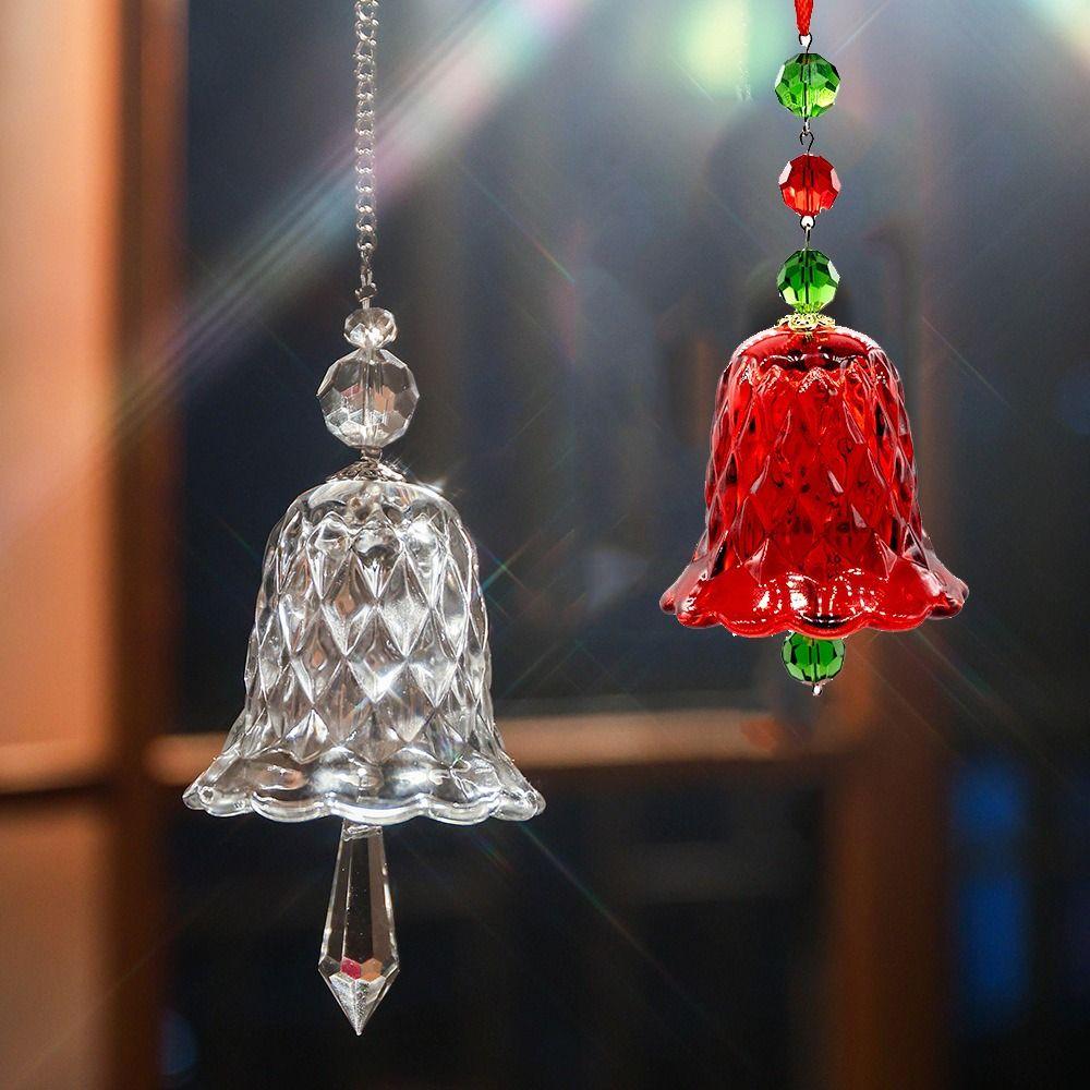 Exquisite Crystal Wind Chime Transparent Bell Glass Pendant Christmas Tree Decorations  Backyard