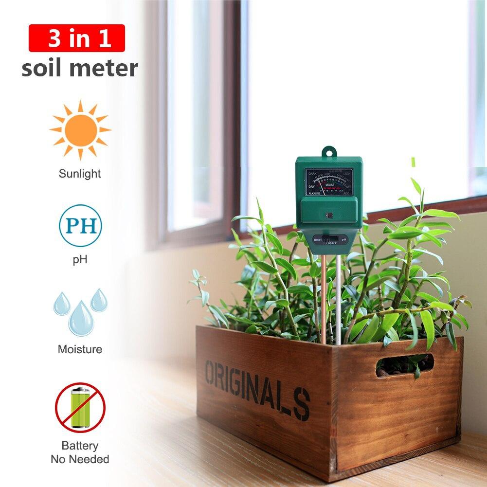 3 In 1 PH Tester Moisture Measuring Humidity Light Meter Hydroponics Analyzer Gardening Detector Hygrometer