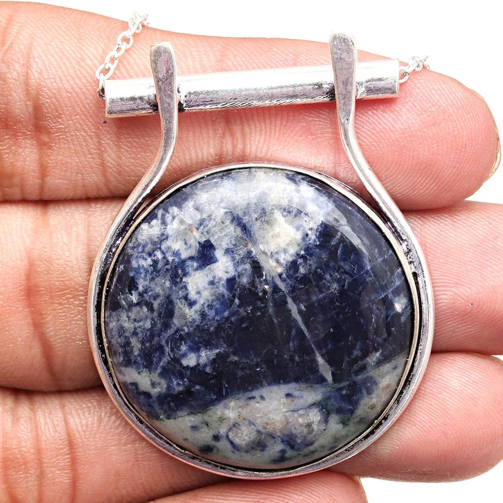 Anhänger Sodalith Silber Edelstein Schmuck Handarbeit vergoldet Sterling Natur