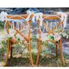 2Pcs Wood Mr Mrs Wedding Chair Flags Round Hollow Design Retro Romantic Decor for Bride Groom Seats Photo Prop Backyard Party