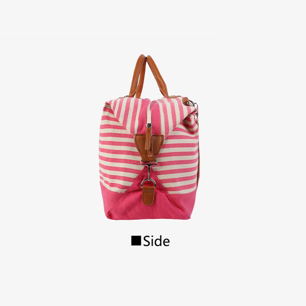 Striped Travel Bag Large Capacity Travel For Women Durable Canvas Duffle Bag Outdoor Trip Tote Bag