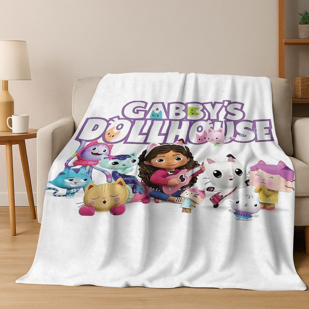 Coperta Flanella Cartone Animato 3D Carina Bambola Gabby Regalo Bambina, Coperta Morbida Calda e Accogliente per Casa Camera da Letto Letto Divano Copertura Bambino