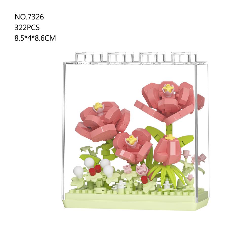 Non-Toxic Eternal Flower Diy Builidng Blocks Plastic Flowers Blocks Children Toys Sunflower Carnation New Year Decorations
