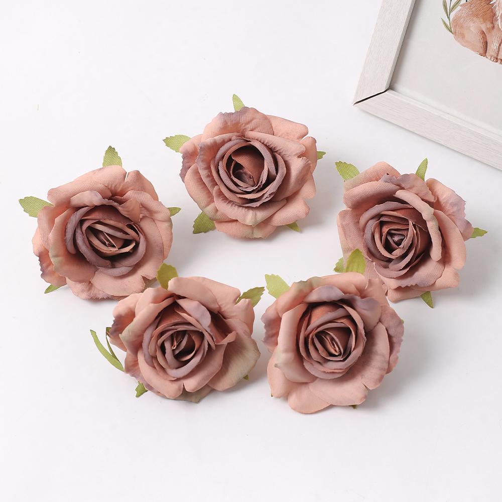 3/5Pcs Rose Artificial Flowers Heads 7cm Silk Fake Flowers for Home Decor Wedding Brides Decortion DIY Craft Gift Accessories