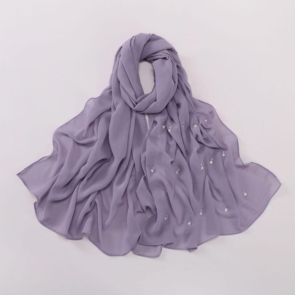 Perlen-Chiffon-Hijab mit Wassertropfen und Diamanten – Stil des Nahen Ostens und Malaysias