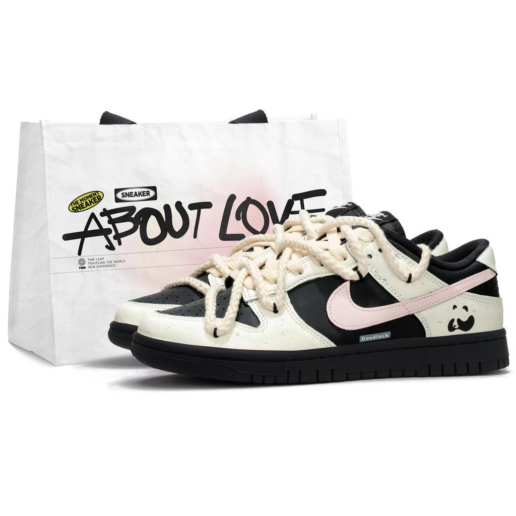 Nike Dunk Peach Panda 2.0 Low top Skateboard Shoes Unisex Black White Pink IO7606-010(Team62-2.0)