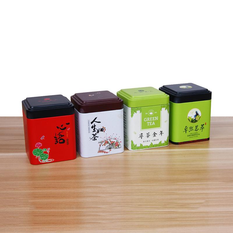 Mini Tin Storage Box Small Coffee Tea Caddy Storage Jar Square Sealed Tea Leaves Iron Packing Box Chinese Style Container Cans