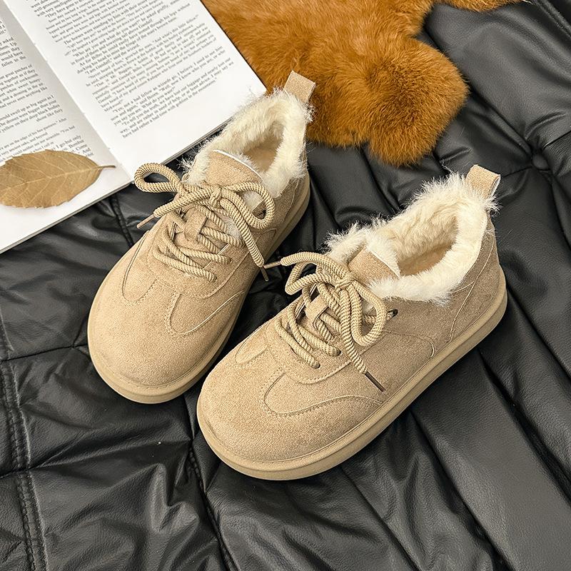 Women's Fur One Thick Bottom Heightening Winter Lightweight Padded Warm Snow Boots Non-slip Wear Leisure Sports Shoes Fur Cotton Shoes