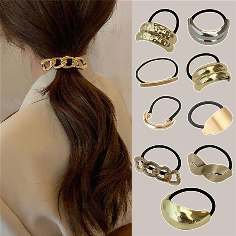 Metal Hair Bands Ropes Women Headbands Elastic Scrunchies Vintage Hairbands Versatile Headwear Fashion Hair Jewelry Accessories