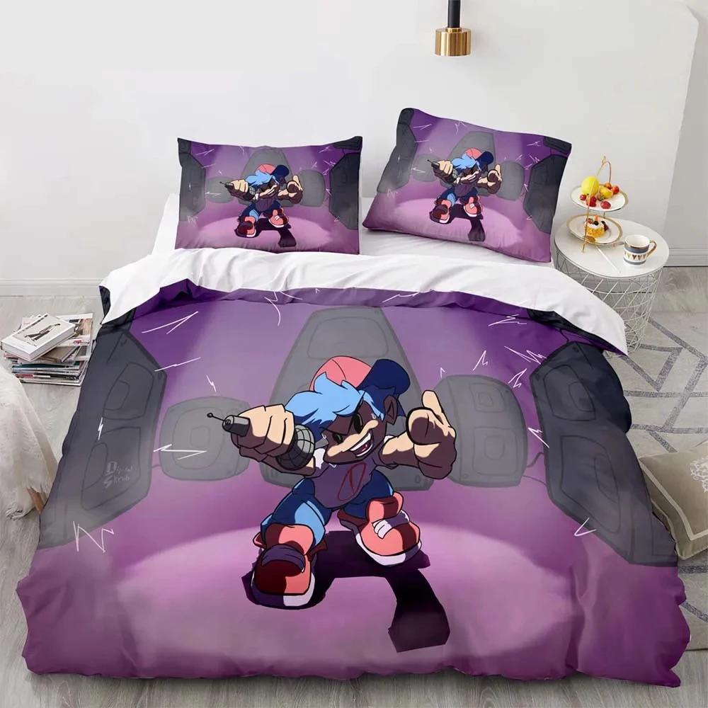 Cartoon Game Friday Night Funkin Bedding Set Duvet Cover Bed Set Quilt Cover Pillowcase Comforter King Queen Size Boys Adult