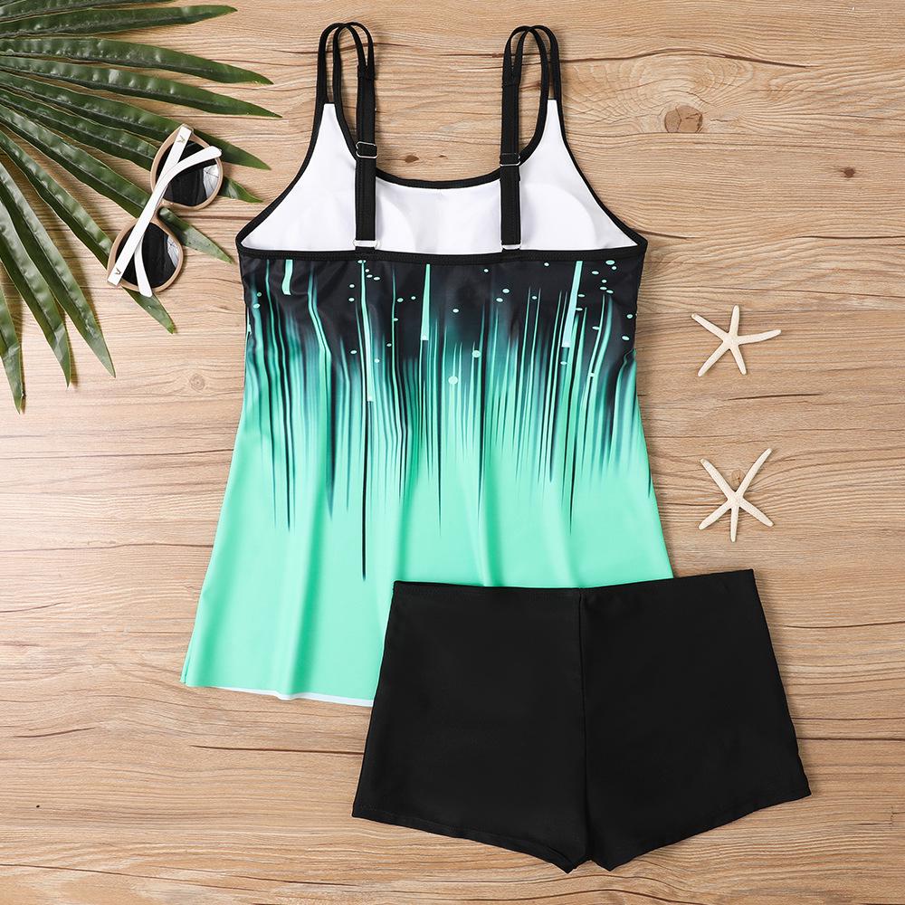 Modny Damski Tankini Plus Size z Spódniczką z Nadrukiem 2025 - Styl Europejski i Amerykański