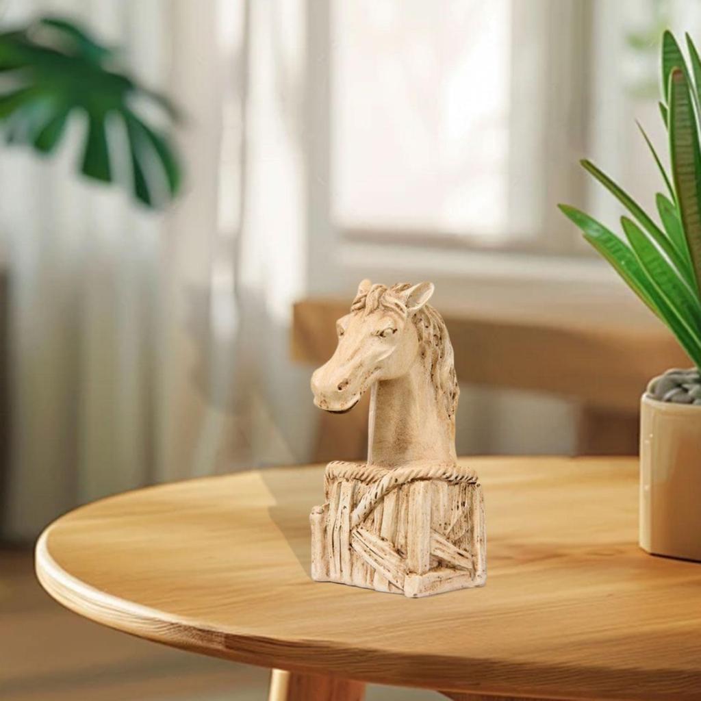 Resin Horse Head Ornament Animal Figurine Elegant Tabletop Sculpture for Office Desktop Aesthetic Room Decoration