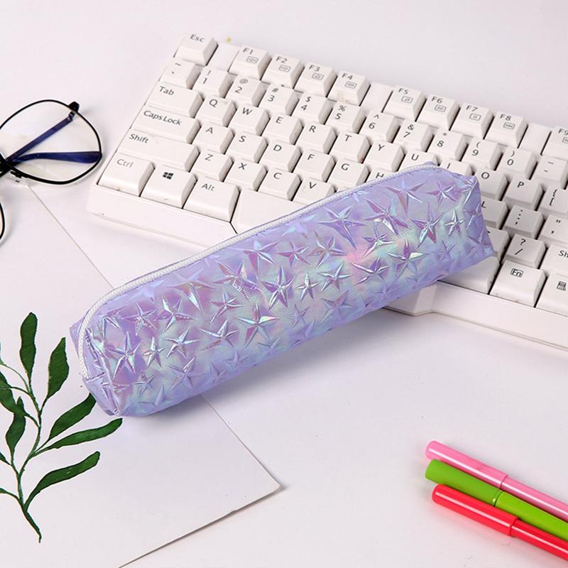 Cute Kawaii Laser 3D Star Pencil Case High Capacity Pen Bags Cute Pencil Bags For Girls Gift School Supplies Korean Stationery
