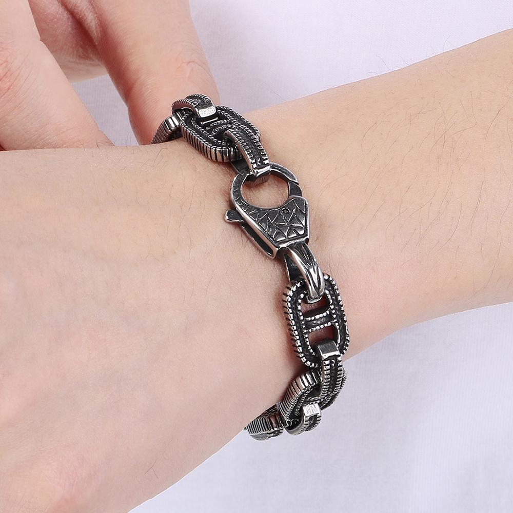 Vintage Solid Stainless Steel Man Bracelet for Men Cool 12MM Width Link Chain Bracelets Men's 20/23CM Long His Birthday Gifts