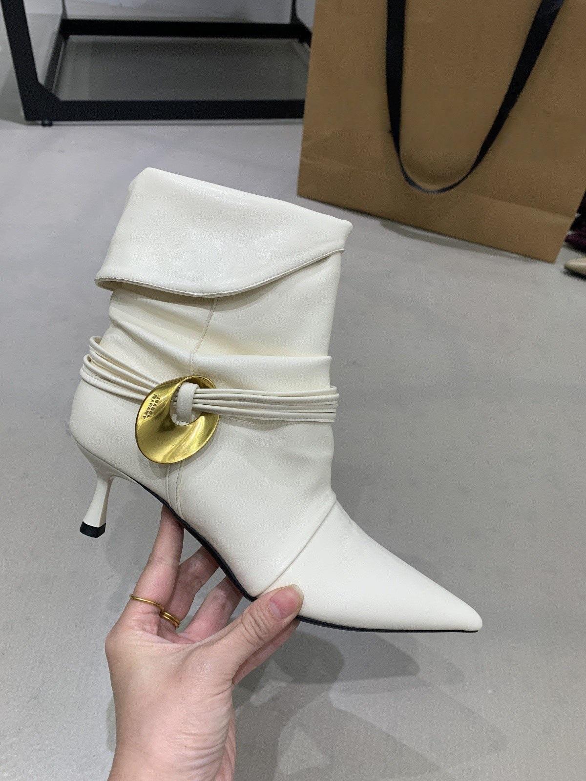 Two wear pointed suede short boots women s high heel heightening pleated pile boots western cowboy boots 35